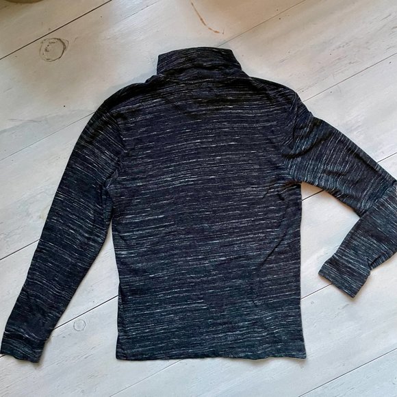 Celio* turtle neck long sleeve shirt in marled black with white, men's size S - Picture 3 of 7